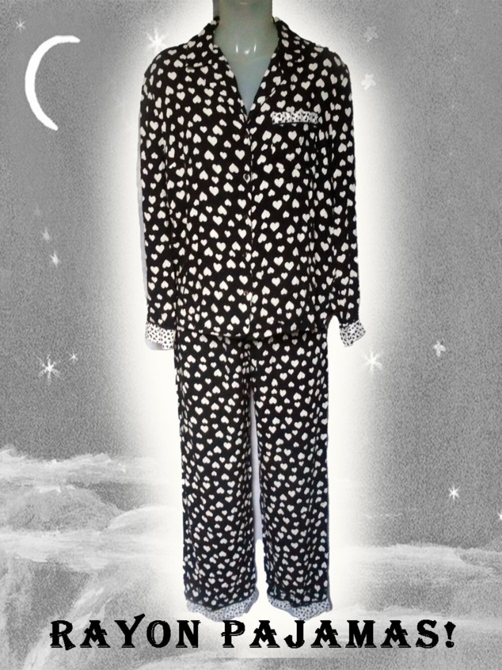 Cozy Goth Loungewear Rayon Pajamas PJ Set